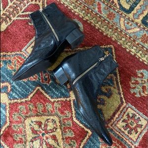 Zara faux sneak skin black ankle boots US7.5